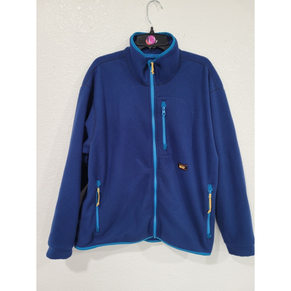 REI Vintage Womens M Blue Full Zip Fleece Jacket Outdoor Hiking Layer #23
